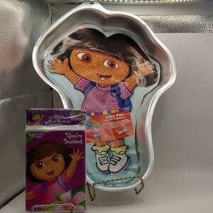DORA the EXPLORER CAKE PAN & INVITATIONS Cartoon Nickelodeon Birthday Party